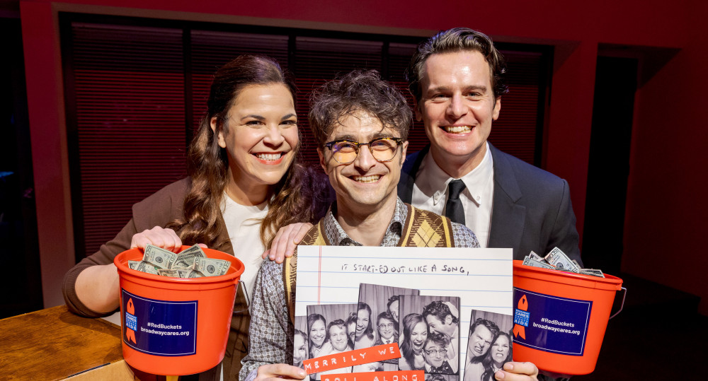 Spring Fundraising Competition 2024 - Merrily We Roll Along - Lindsay Mendez, Daniel Radcliffe, Jonathan Groff - photo by Rebecca J. Michelson